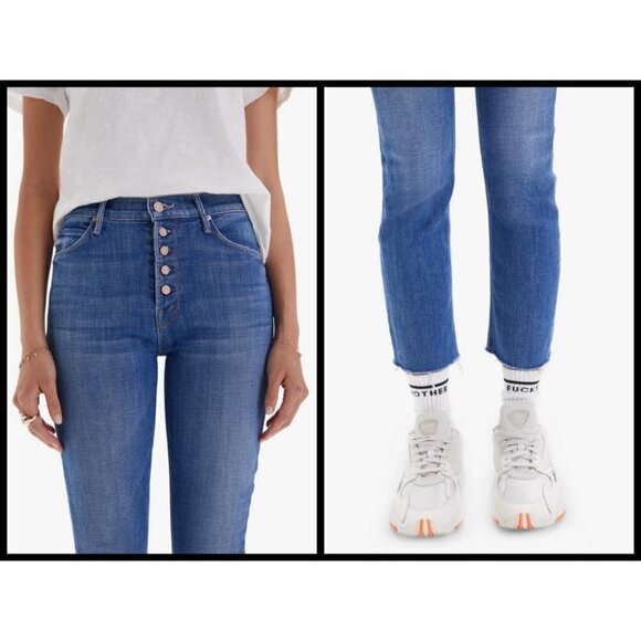 💕MOTHER💕 The Pixie Dazzler Ankle Fray Jeans ~ Beginner's Luck 32 NWOT - Picture 9 of 16